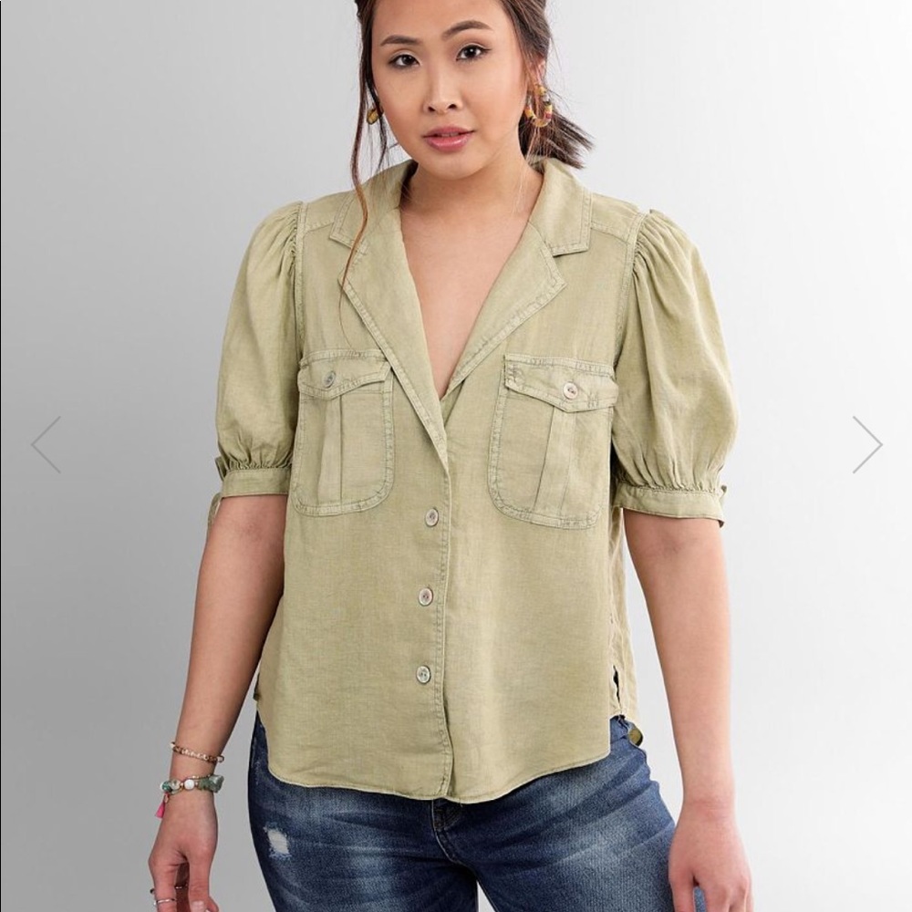 Free People Safari Babe Button Down Short Sleeve